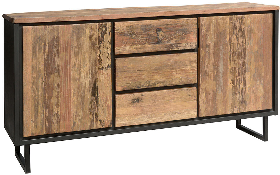 Carlton Furniture Java Sleeper Wood & Black Iron 3 Drawer 2 Door Sideboard