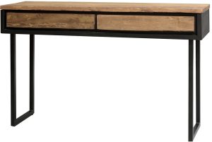 Carlton Furniture Java Sleeper Wood Black Iron 2 Drawer Console Side Table | Shackletons