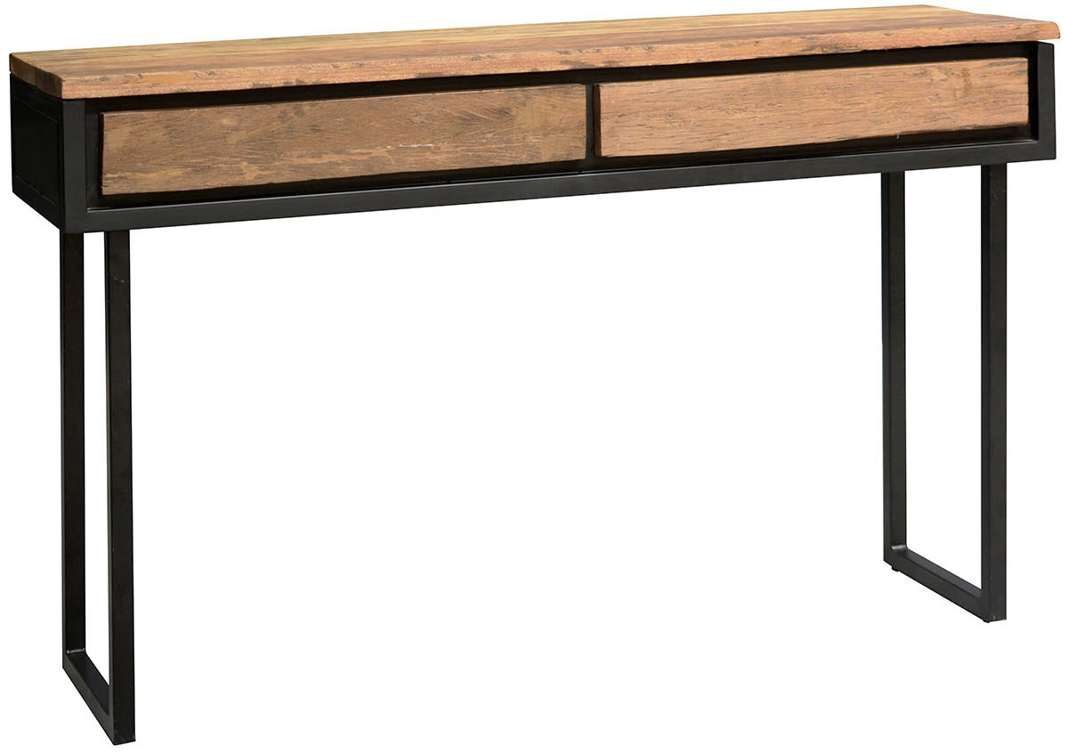 Carlton Furniture Java Sleeper Wood & Black Iron 2 Drawer Console Side Table