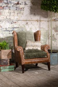 Tetrad Constable Wing Chair in Galveston Bark Leather | Shackletons