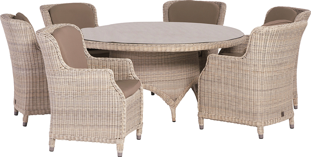 4 Seasons Outdoor Brighton Victoria 6 Seat Dining Set in Praia Weave