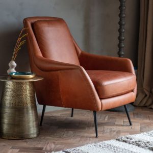 Gallery Direct Brompton Armchair Brown Leather | Shackletons
