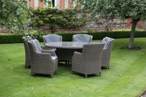 4 Seasons Outdoor Brighton 150cm Round 6 Seat Dining Set in Pure Weave | Shackletons