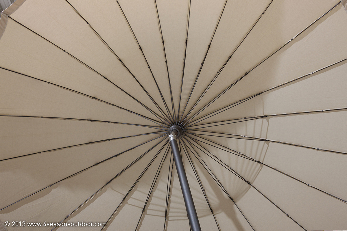 4 Seasons Outdoor 25m Taupe Shanghai Parasol and Parasol Base by 4 Seasons Outdoor | Shackletons