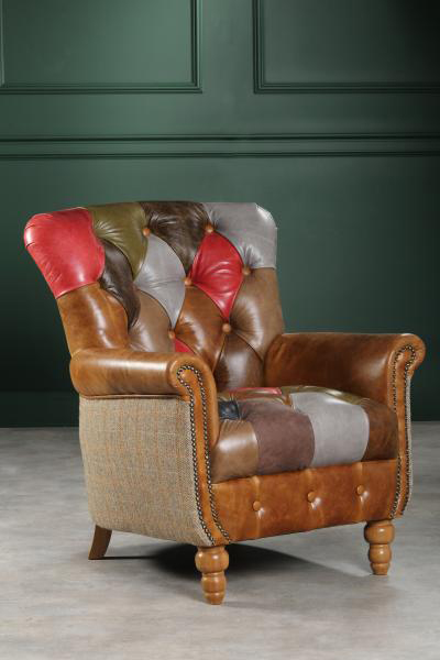 Alderley Patchwork Armchair in Patchwork Leather