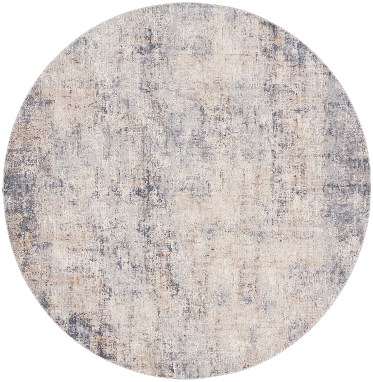 Nourison Rugs - Rustic Textures Circular RUS01 Rug in Grey / Beige - 1.6m x 1.6m