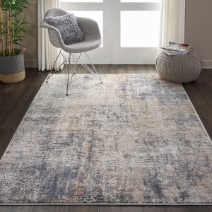 Nourison Rugs   Rustic Textures Rectanglular RUS01 Rug in Grey  Beige   22m x 16m | Shackletons
