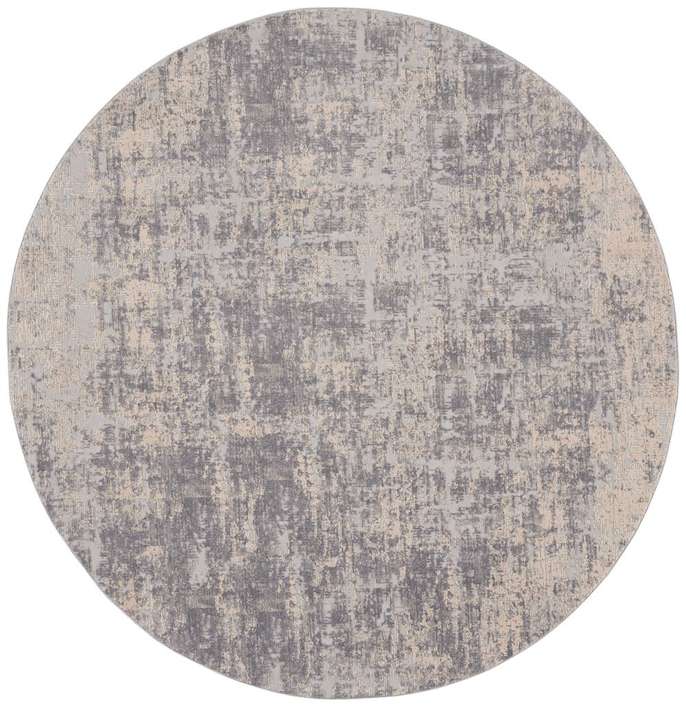 Nourison Rugs - Rustic Textures Circular RUS01 Rug in Grey / Beige - 2.4m x 2.4m