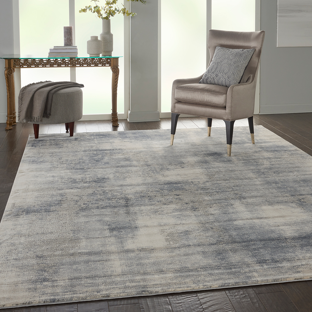 Nourison Rugs - Rustic Textures Rectanglular RUS02 Rug in Blue / Ivory - 3.2m x 2.4m