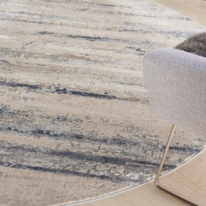 Nourison Rugs   Rustic Textures Circular RUS04 Rug in Beige  Grey   16m x 16m | Shackletons