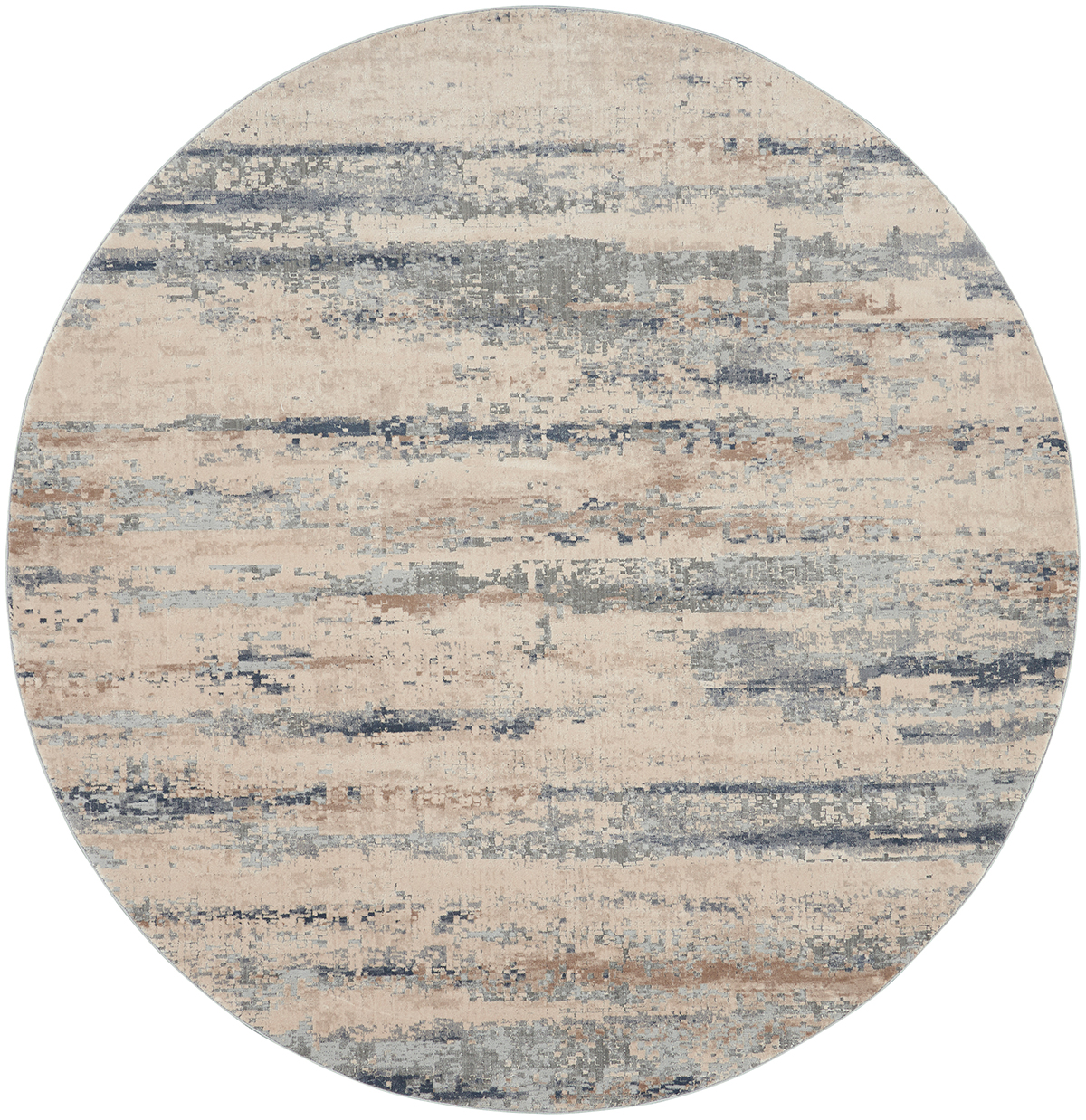 Nourison Rugs - Rustic Textures Circular RUS04 Rug in Beige / Grey - 1.6m x 1.6m