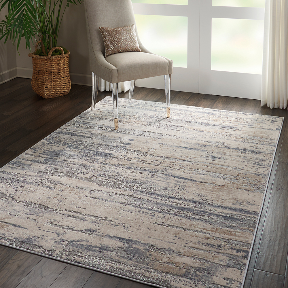 Nourison Rugs - Rustic Textures Rectanglular RUS04 Rug in Beige / Grey - 3.9m x 2.8m