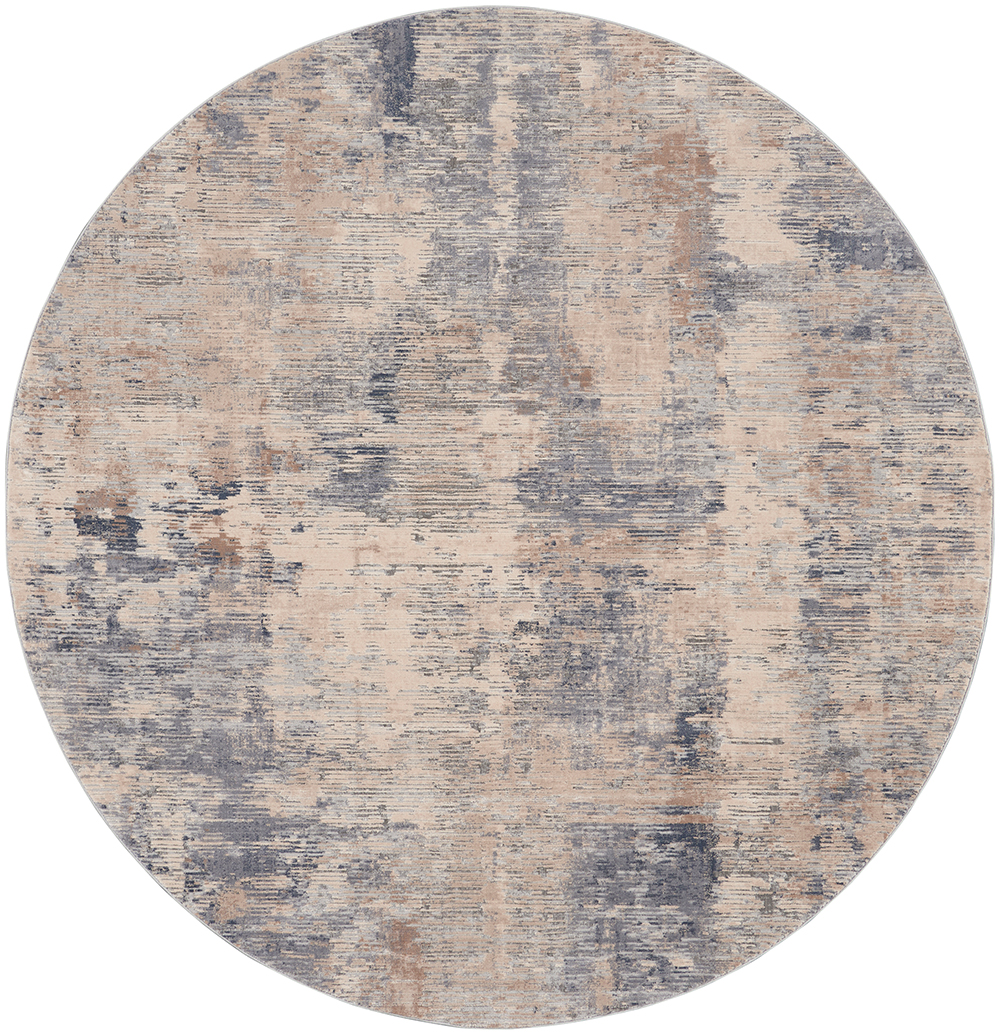 Nourison Rugs - Rustic Textures Circular RUS05 Rug in Beige / Grey - 1.6m x 1.6m