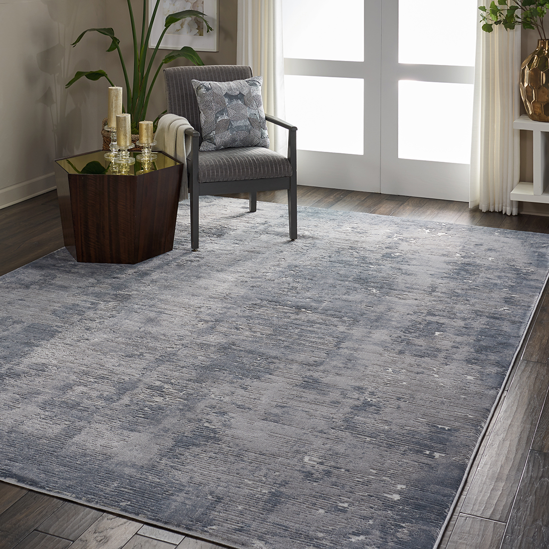 Nourison Rugs - Rustic Textures Rectanglular RUS05 Rug in Grey - 3.9m x 2.8m