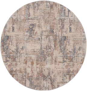 Nourison Rugs   Rustic Textures Circular RUS06 Rug in Beige  Grey   16m x 16m | Shackletons