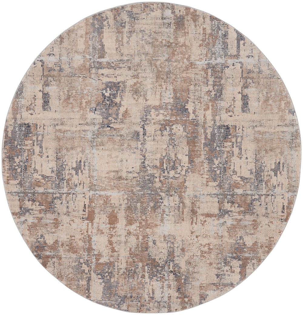 Nourison Rugs - Rustic Textures Circular RUS06 Rug in Beige / Grey - 1.6m x 1.6m