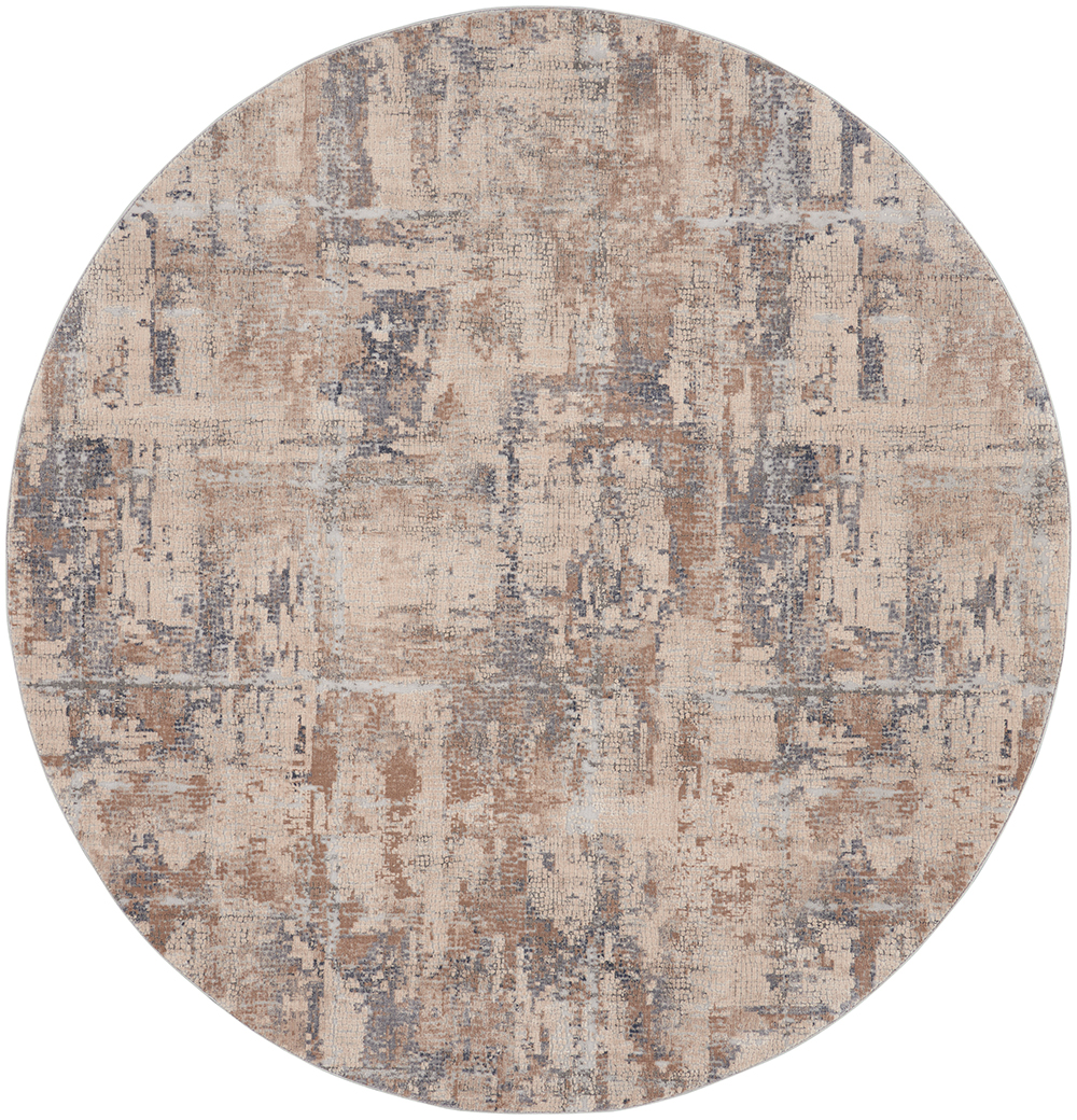 Nourison Rugs - Rustic Textures Circular RUS06 Rug in Beige / Grey - 2.4m x 2.4m