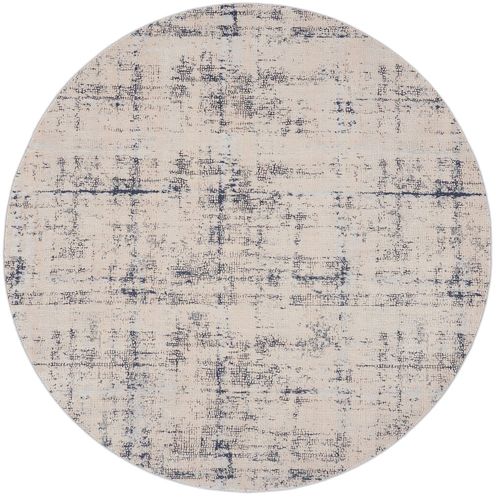 Nourison Rugs - Rustic Textures Circular RUS06 Rug in Ivory / Blue - 1.6m x 1.6m