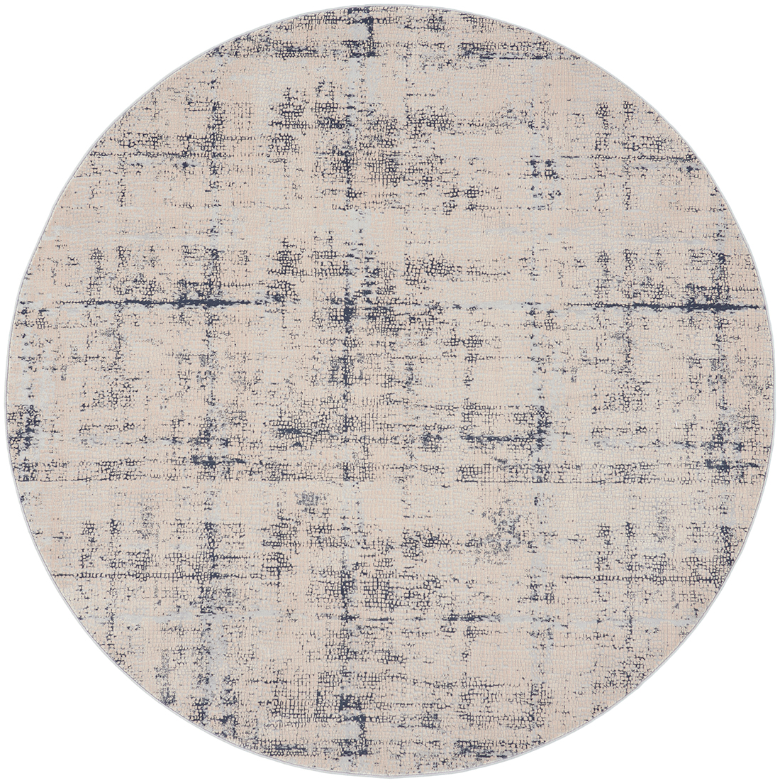 Nourison Rugs - Rustic Textures Circular RUS06 Rug in Ivory / Blue - 2.4m x 2.4m
