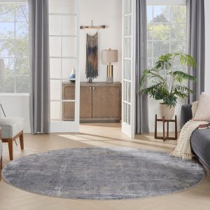Nourison Rugs   Rustic Textures Circular RUS06 Rug in Grey  Beige   16m x 16m | Shackletons