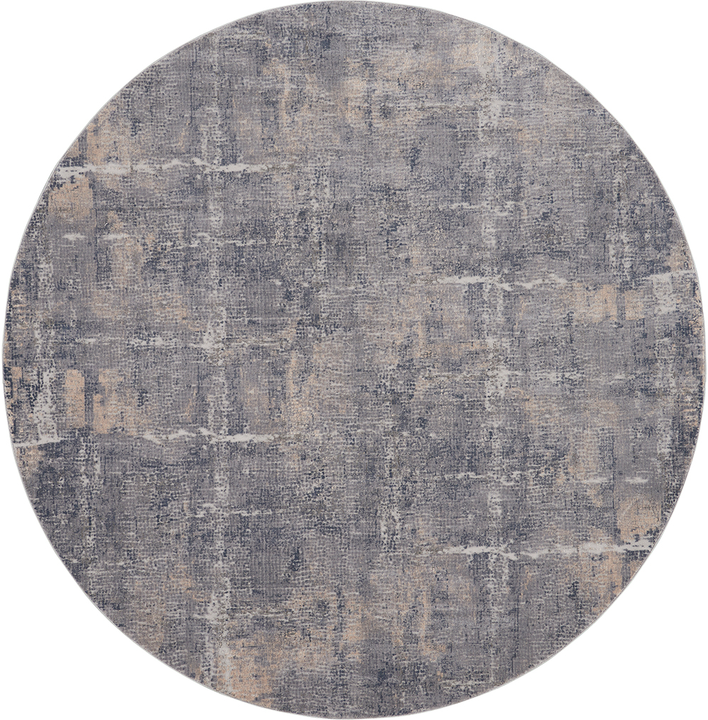 Nourison Rugs - Rustic Textures Circular RUS06 Rug in Grey / Beige - 1.6m x 1.6m