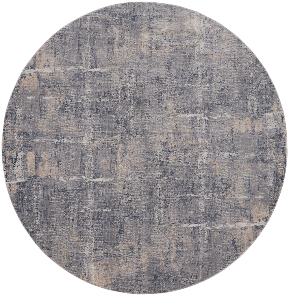 Nourison Rugs - Rustic Textures Circular RUS06 Rug in Grey / Beige - 2.4m x 2.4m