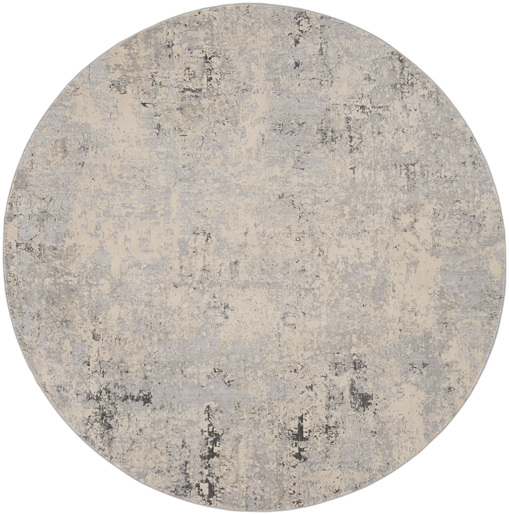 Nourison Rugs - Rustic Textures Circular RUS07 Rug in Grey / Beige - 1.6m x 1.6m