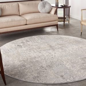 Nourison Rugs   Rustic Textures Circular RUS07 Rug in Grey  Beige   24m x 24m | Shackletons