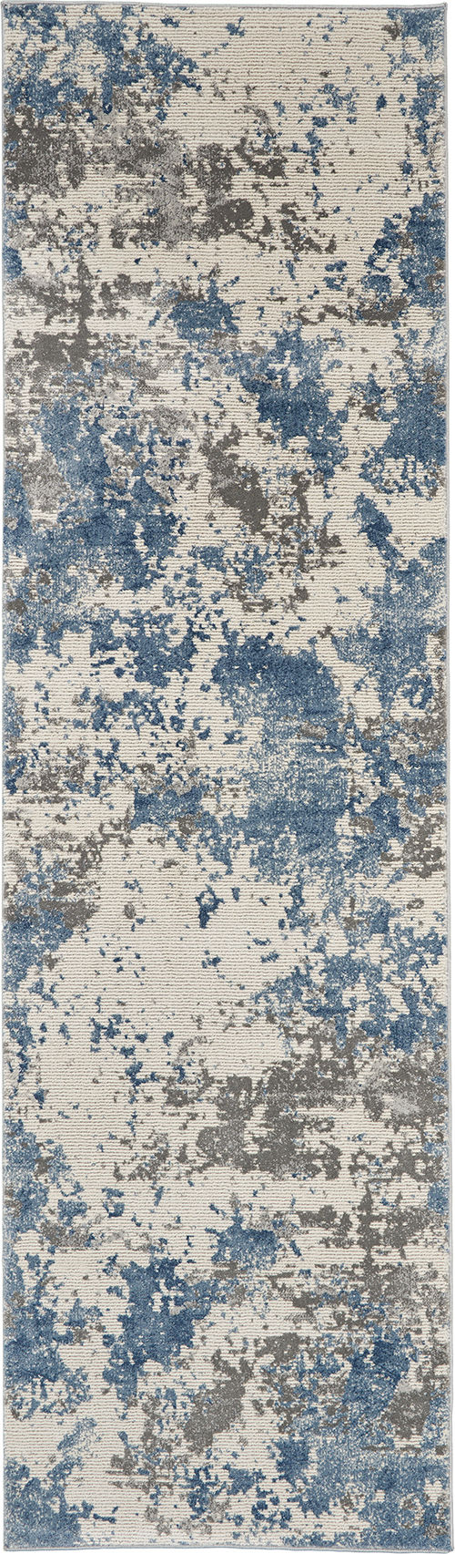 Nourison Rugs - Rustic Textures Runner RUS08 Rug in Grey / Blue - 2.3m x 0.66m