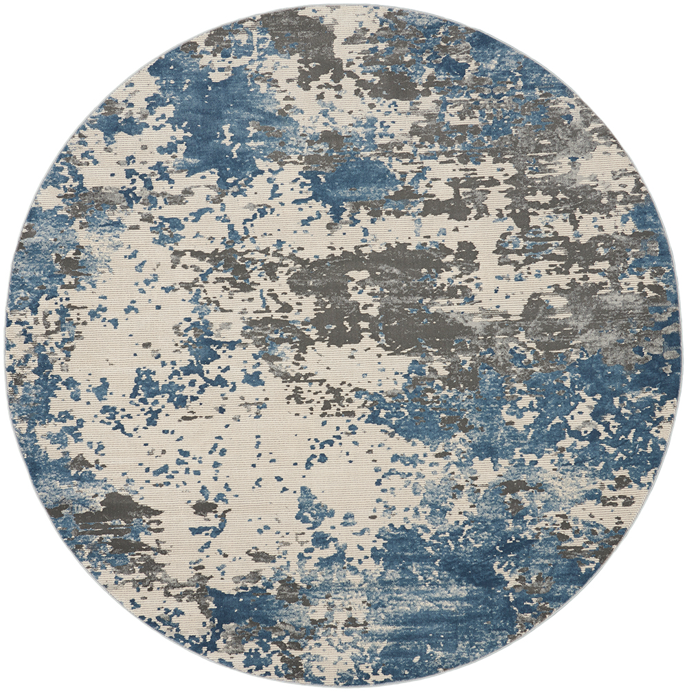 Nourison Rugs - Rustic Textures Circular RUS08 Rug in Grey / Blue - 1.6m x 1.6m