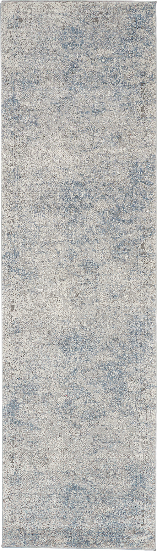 Nourison Rugs - Rustic Textures Runner RUS09 Rug in Ivory / Light Blue - 2.3m x 0.66m