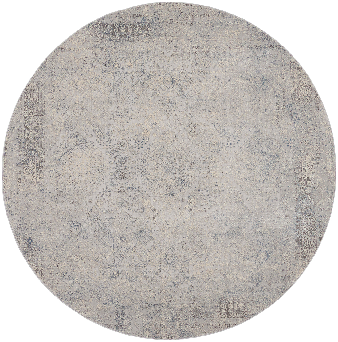Nourison Rugs - Rustic Textures Circular RUS09 Rug in Ivory / Light Blue - 1.6m x 1.6m