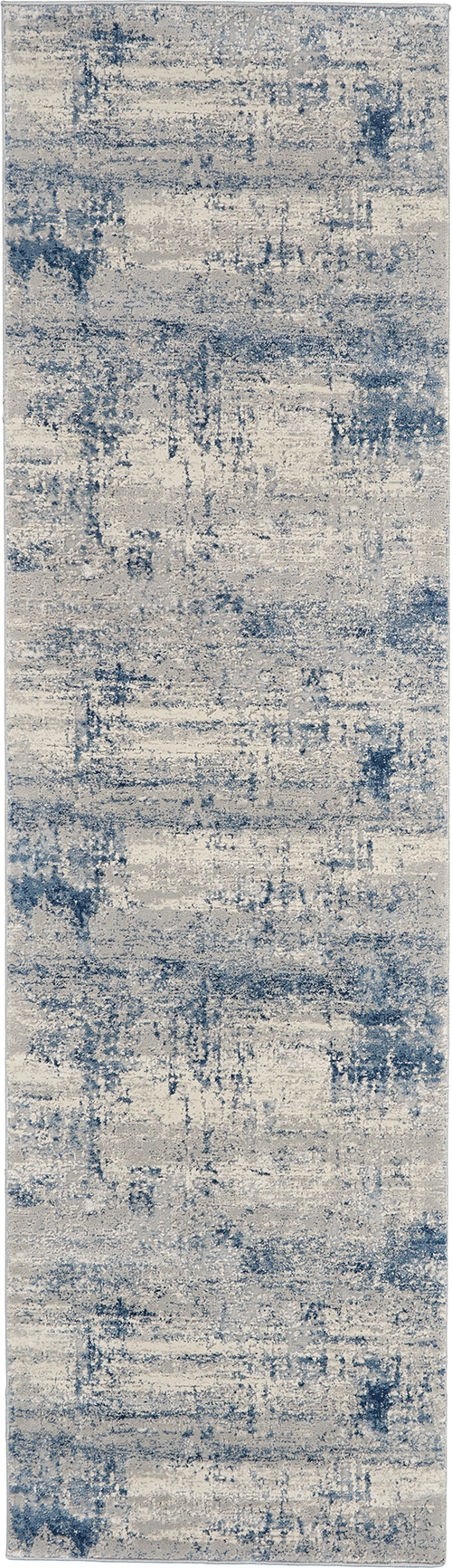 Nourison Rugs - Rustic Textures Runner RUS10 Rug in Ivory / Blue - 2.3m x 0.66m