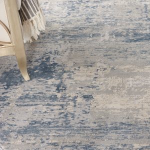 Nourison Rugs   Rustic Textures Circular RUS10 Rug in Ivory  Blue   16m x 16m | Shackletons