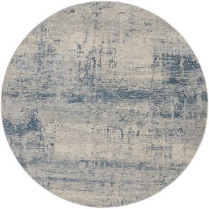Nourison Rugs   Rustic Textures Circular RUS10 Rug in Ivory  Blue   16m x 16m | Shackletons