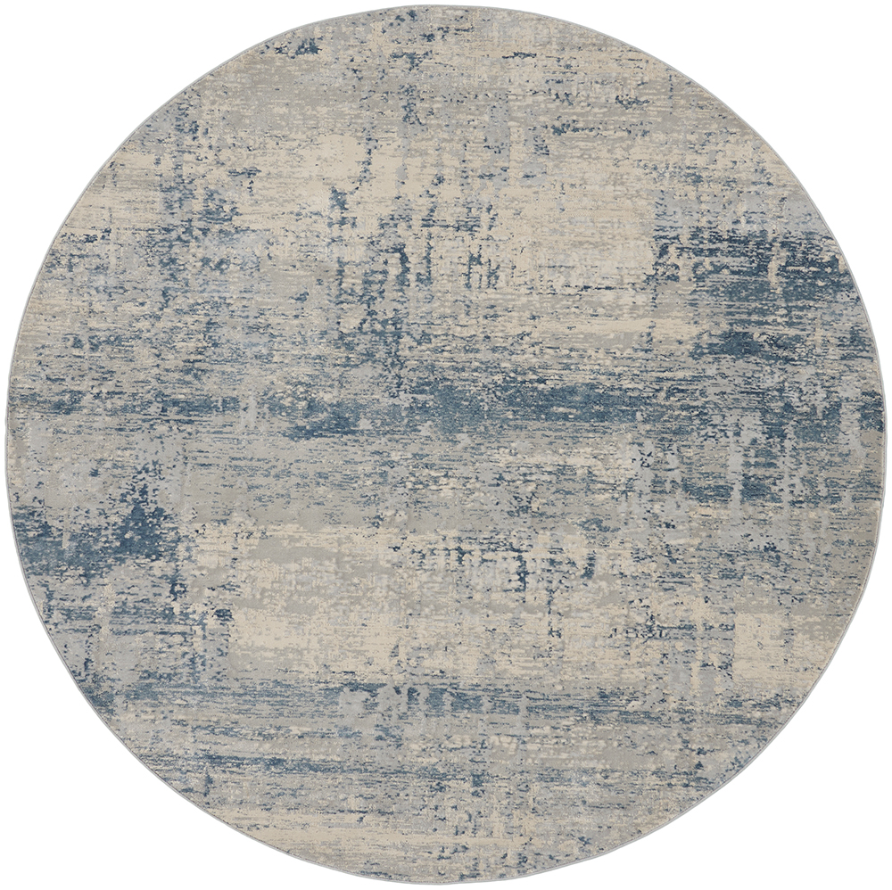 Nourison Rugs - Rustic Textures Circular RUS10 Rug in Ivory / Blue - 1.6m x 1.6m