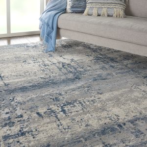 Nourison Rugs Rustic Textures Rectanglular RUS10 Rug in Ivory Blue 39m x 28m | Shackletons
