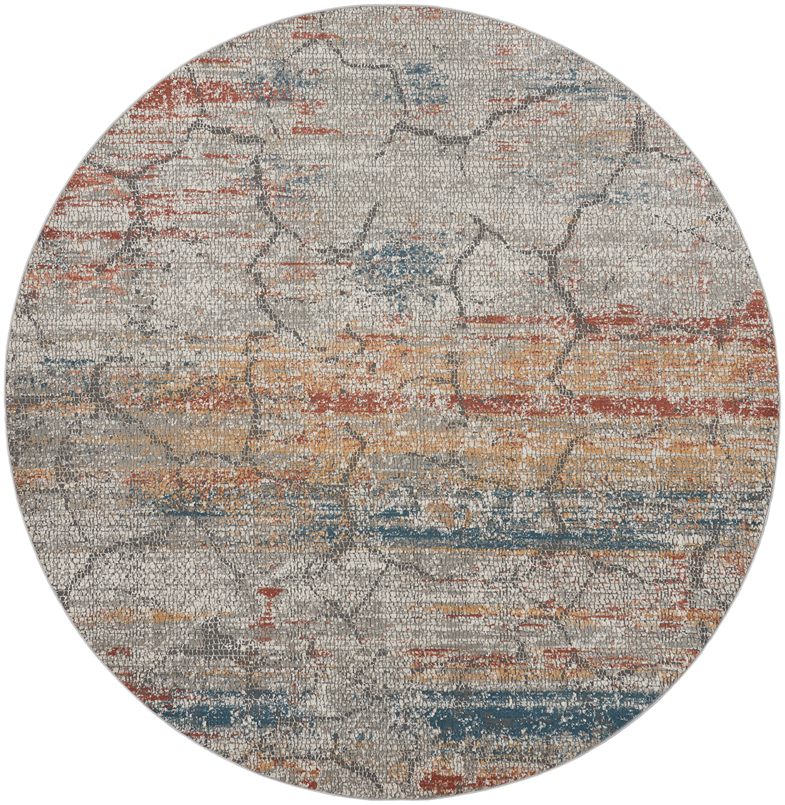 Nourison Rugs - Rustic Textures Circular RUS11 Rug in Multicolour - 1.6m x 1.6m