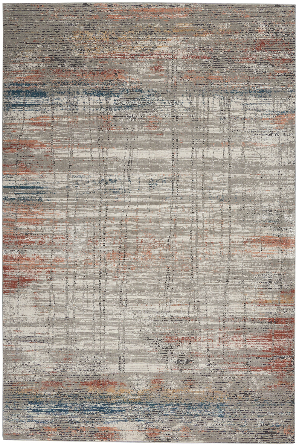 Nourison Rugs - Rustic Textures Rectanglular RUS12 Rug in Grey / Multicolour - 1.8m x 1.2m