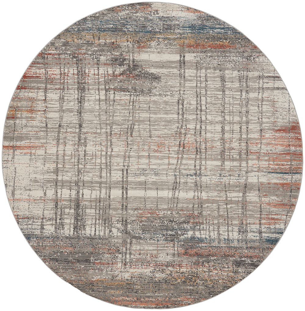Nourison Rugs - Rustic Textures Circular RUS12 Rug in Grey / Multicolour - 1.6m x 1.6m