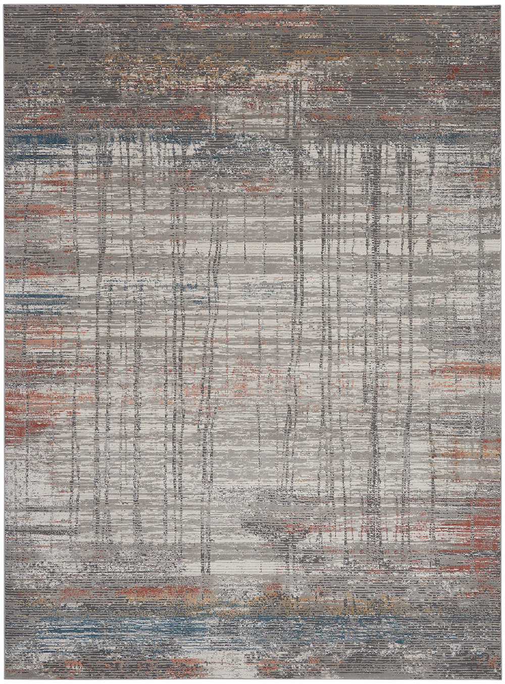 Nourison Rugs - Rustic Textures Rectanglular RUS12 Rug in Grey / Multicolour - 3.2m x 2.4m