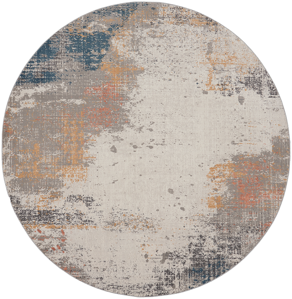 Nourison Rugs - Rustic Textures Circular RUS13 Rug in Grey / Blue - 1.6m x 1.6m