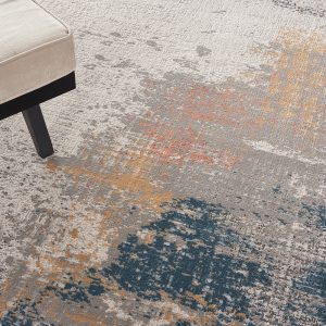 Nourison Rugs   Rustic Textures Circular RUS13 Rug in Grey  Blue   24m x 24m | Shackletons