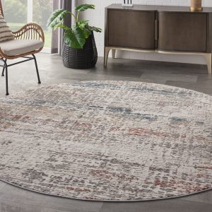 Nourison Rugs   Rustic Textures Circular RUS14 Rug in Grey Multicolour   16m x 16m | Shackletons