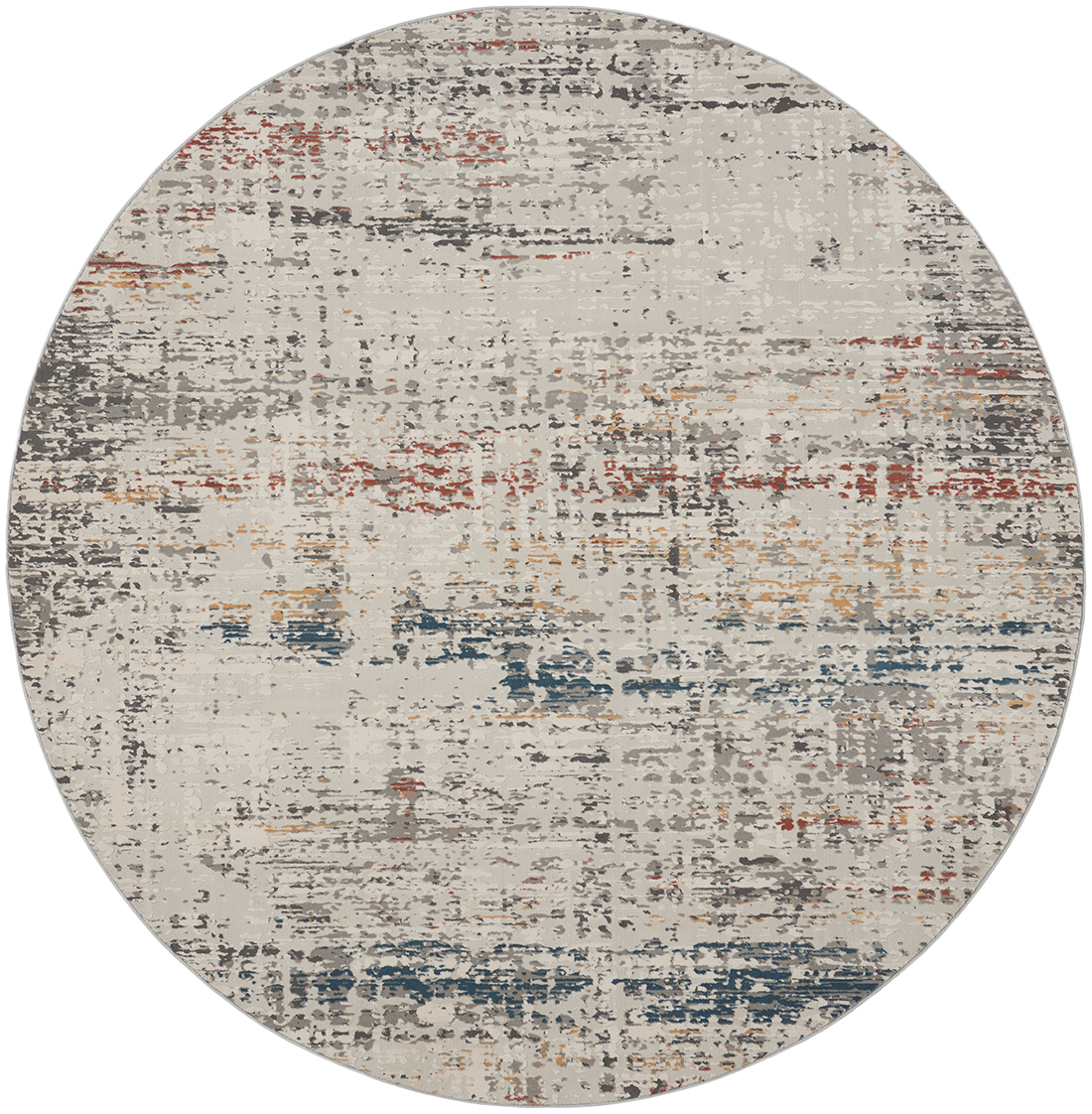 Nourison Rugs - Rustic Textures Circular RUS14 Rug in Grey Multicolour - 1.6m x 1.6m