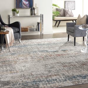 Nourison Rugs   Rustic Textures Rectanglular RUS14 Rug in Grey Multicolour   39m x 28m | Shackletons