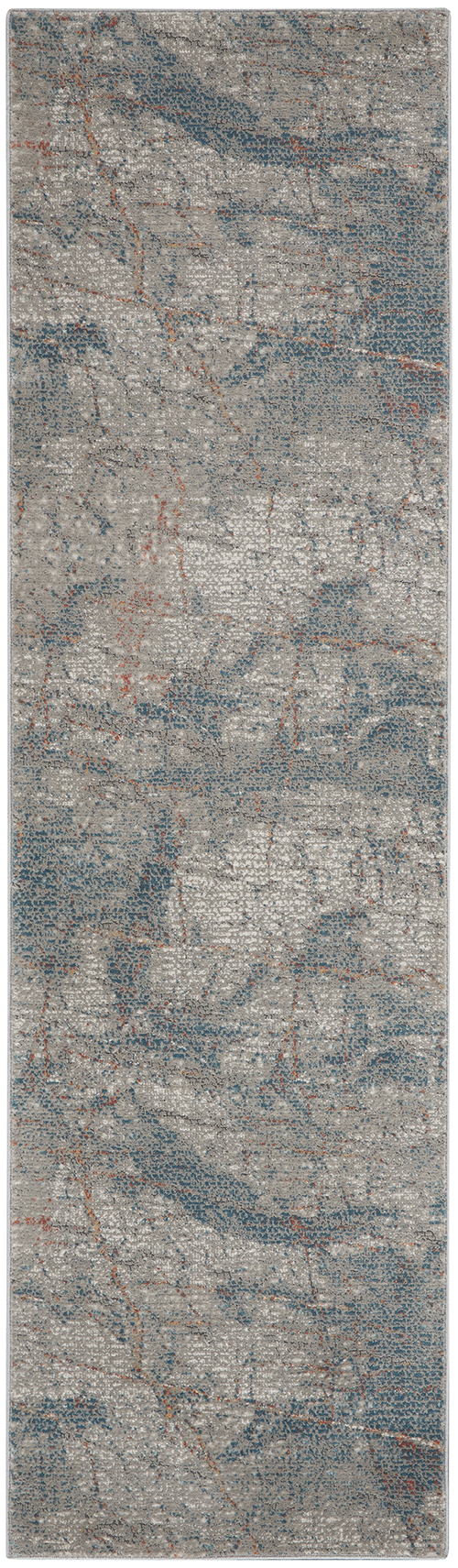 Nourison Rugs - Rustic Textures Runner RUS15 Rug in Grey / Blue - 2.3m x 0.66m