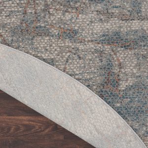 Nourison Rugs   Rustic Textures Circular RUS15 Rug in Grey  Blue   16m x 16m | Shackletons