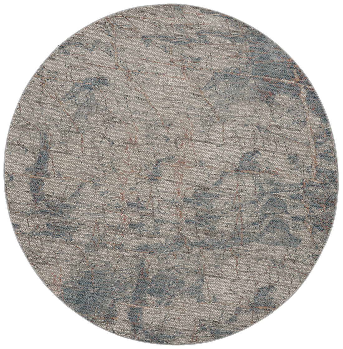 Nourison Rugs - Rustic Textures Circular RUS15 Rug in Grey / Blue - 1.6m x 1.6m