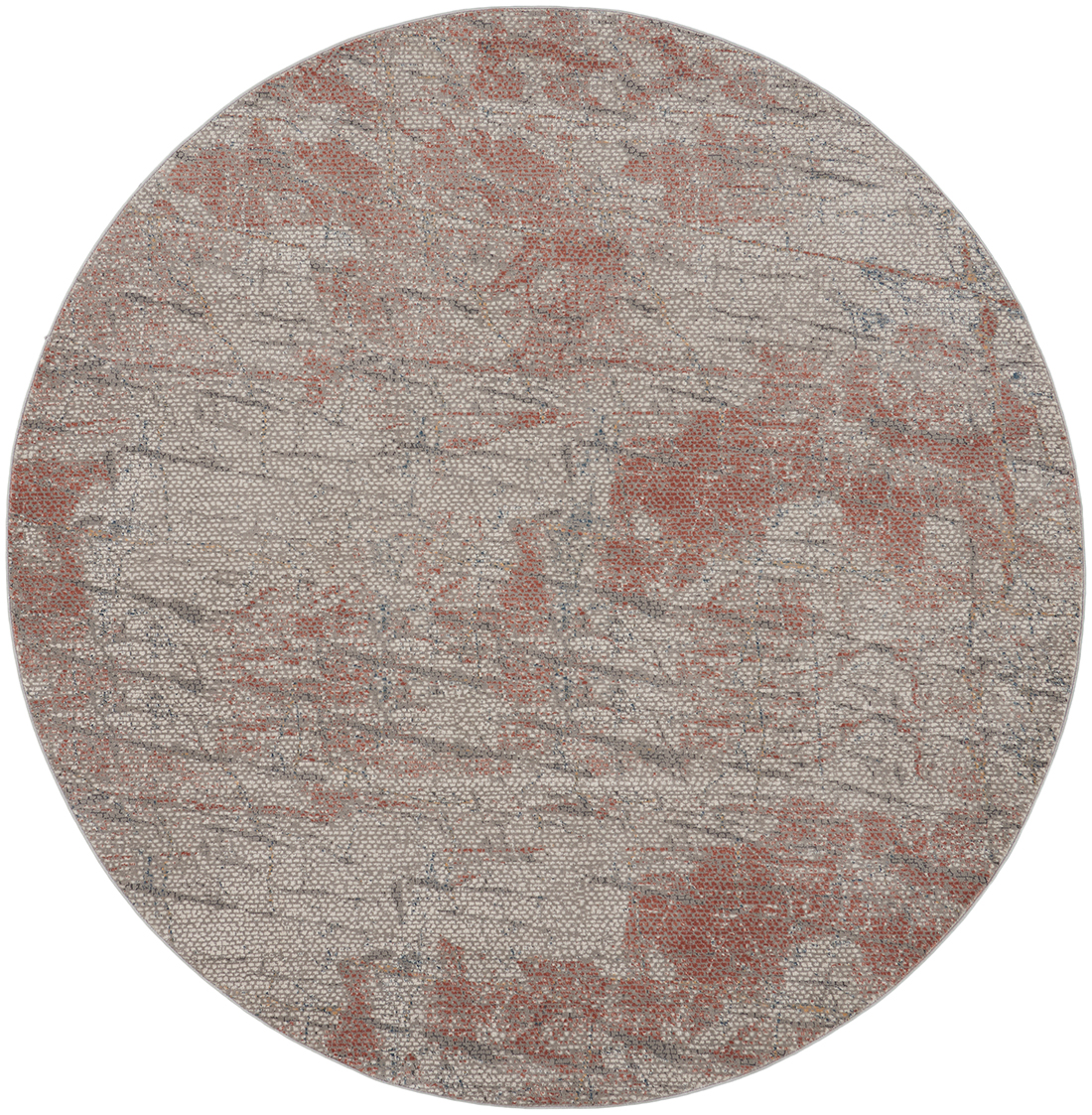 Nourison Rugs - Rustic Textures Circular RUS15 Rug in Grey / Rust - 1.6m x 1.6m